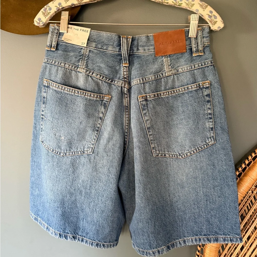 Free People Montana Blue Denim Long Shorts